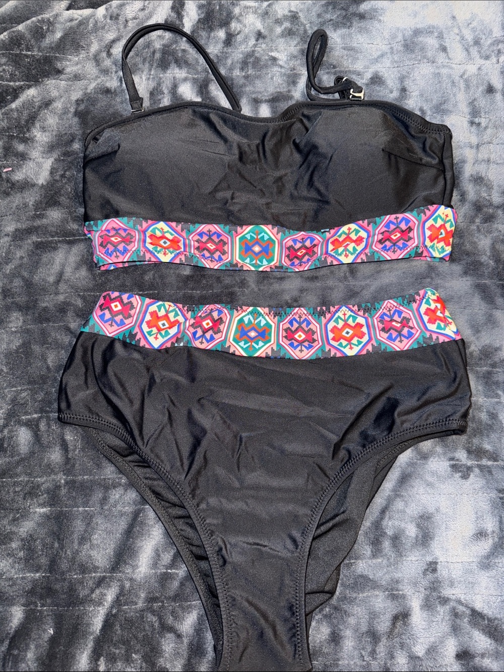 Black Two-Piece Bikini with removable straps